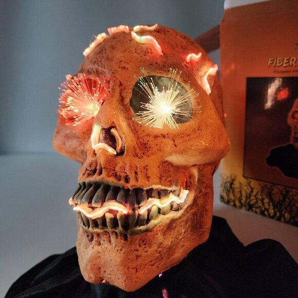 RARE VINTAGE KURT ADLER FIBER OPTIC SKULL CHANGES COLORS HALLOWEEN SKELETON HEAD - Picture 10 of 16